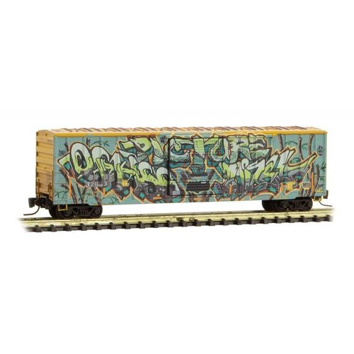 RARE - WEATHERED/GRAFFITI Railbox 'Vegetarian Day' – 50’ Rib Side Box Car